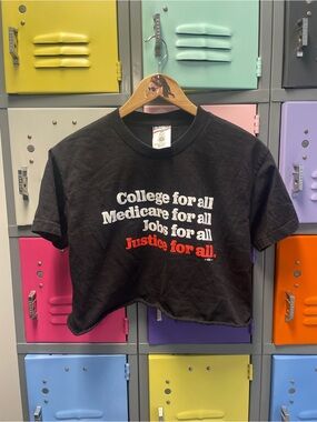Black Graphic Women’s Crop Tee with Social Justice Slogan